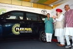 Toyota updates, Toyota news, world s first flex fuel ethanol powered car launched in india, Petrol